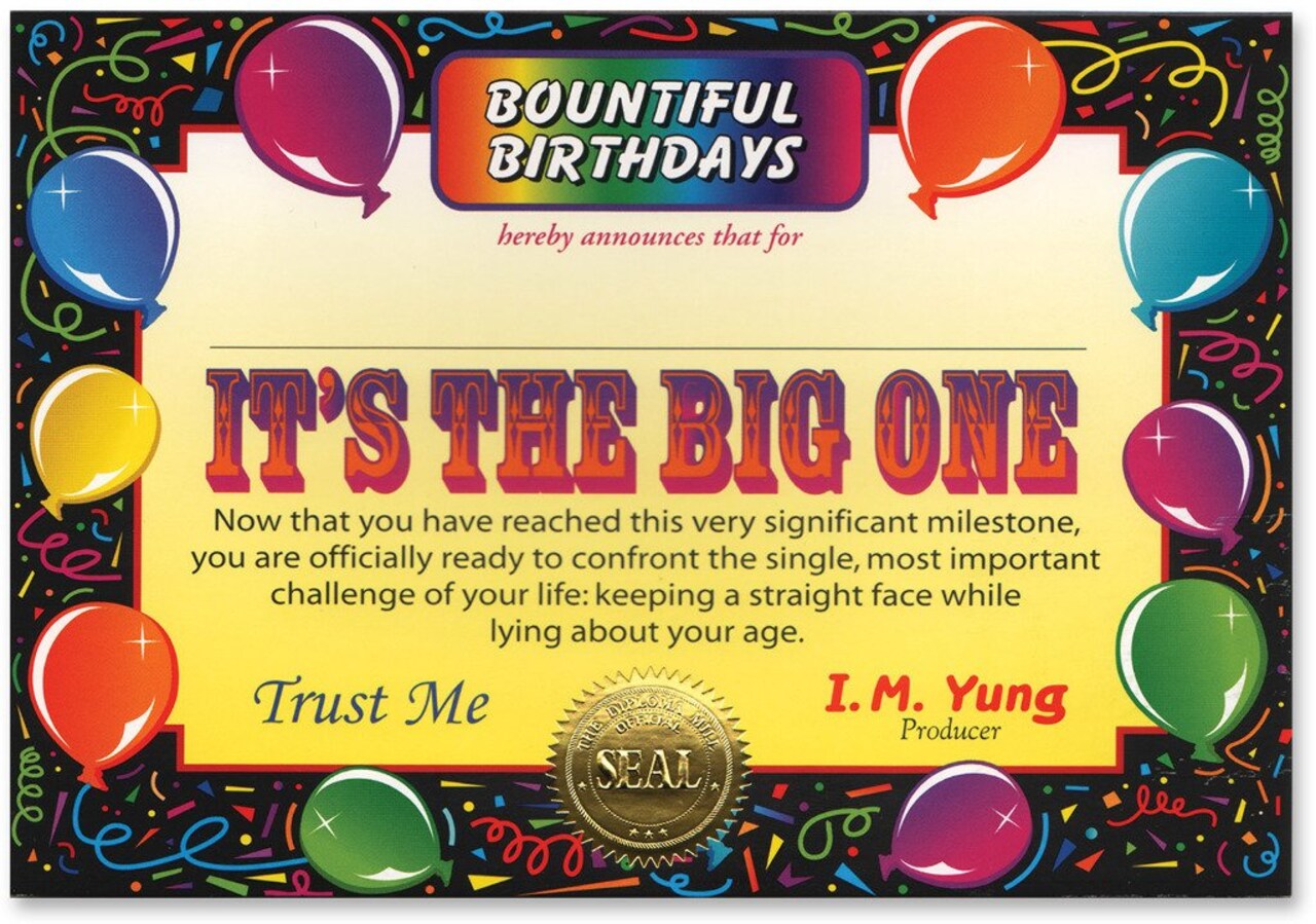 It&#x27;s The Big One Certificate (Pack of 6)